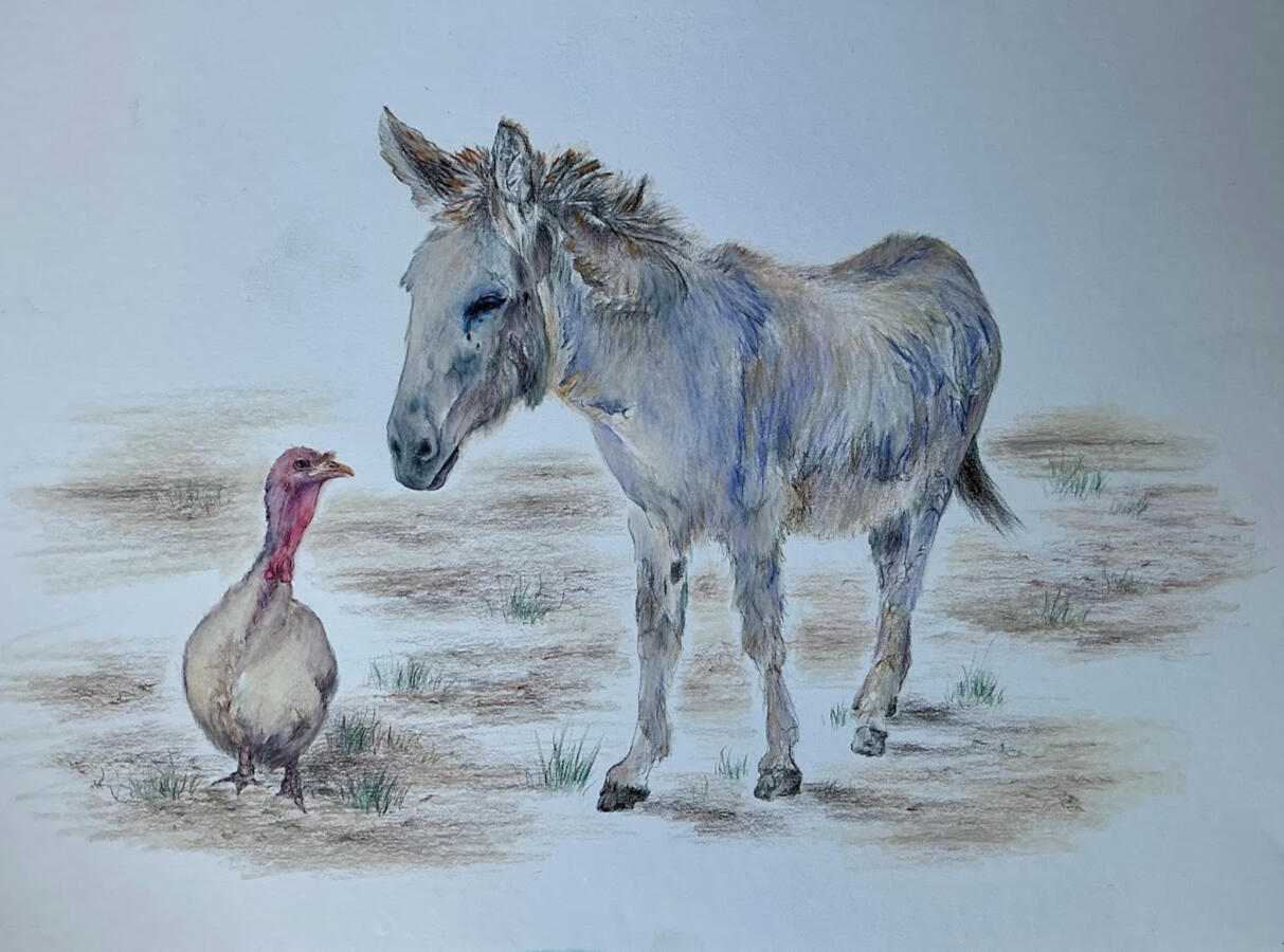 Friends 18 x12,colored pencil/paper