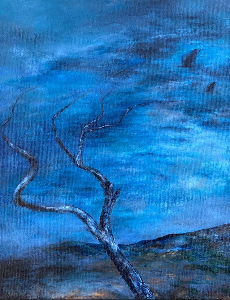 Tree with Crows 11x14 acrylic/cradled canvas